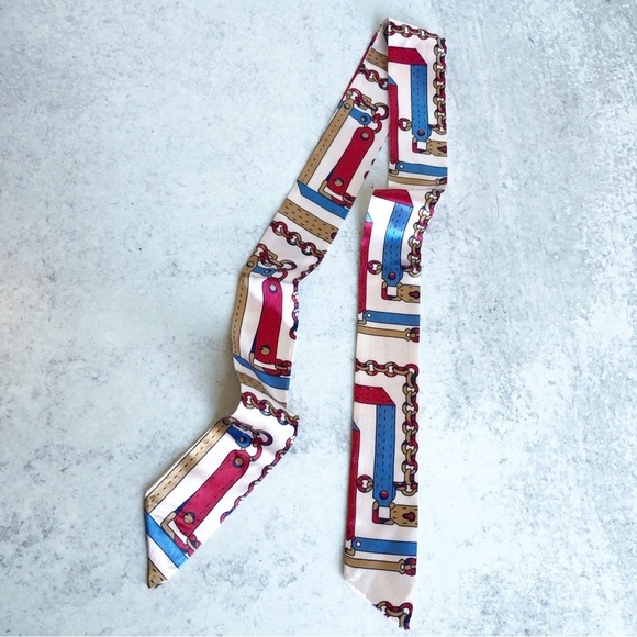 Purse Twilly Narrow Patterned Scarf Red - Picture 5 of 6